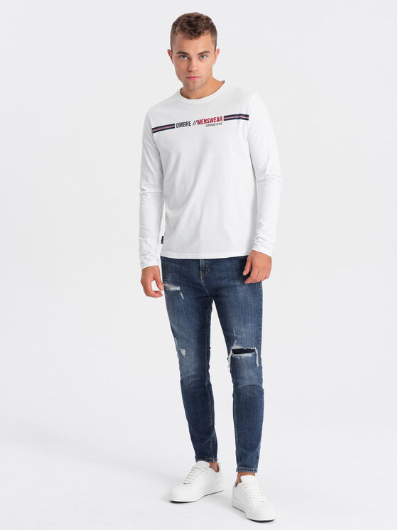 Ombre Ombre S dlouhým rukávem OM-LSPT-0119 Bílá Regular Fit