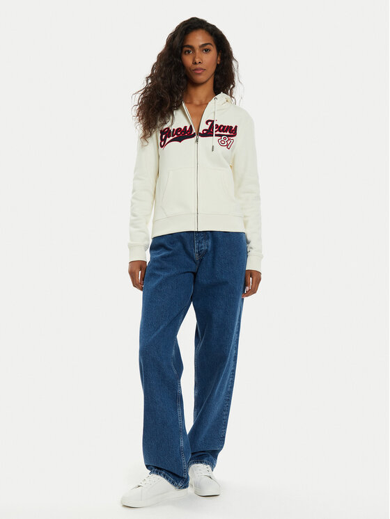 Guess Jeans Guess Jeans Felpa W4BQ03 KC811 Écru Regular Fit