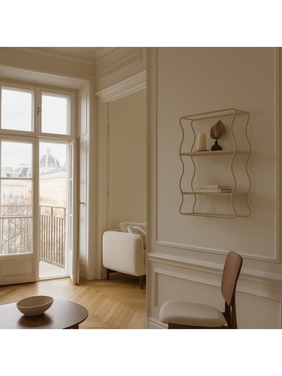 MIAhome MIAhome Półka metalowa, falista, beżowa Judy 40x12x58 cm Beżowy
