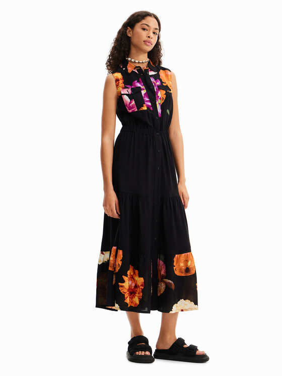 Desigual Desigual Kasdieninė suknelė Suiza-Lacroix 23SWVW77 Juoda Regular Fit