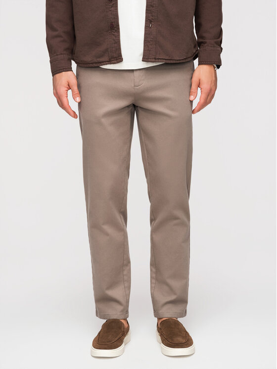 Ombre Ombre Chinosy OM-PACP-0294 Szary Slim Fit