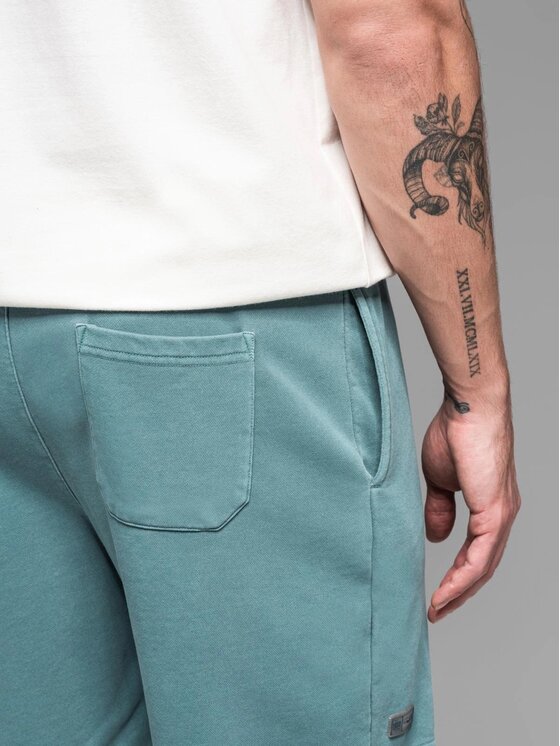 Ombre Ombre Šortky z materiálu OM-SRWS-0122 Tyrkysová Relaxed Fit