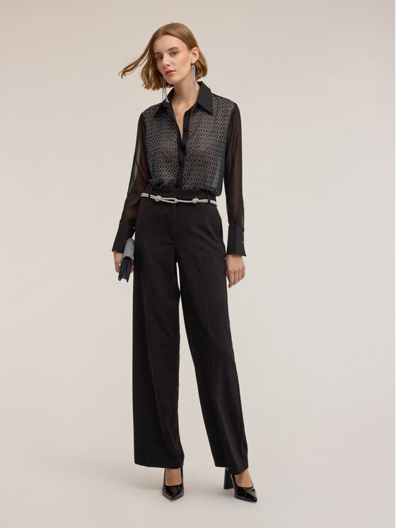 Motivi Motivi Camicia 5018Q000921N033 Nero Regular Fit