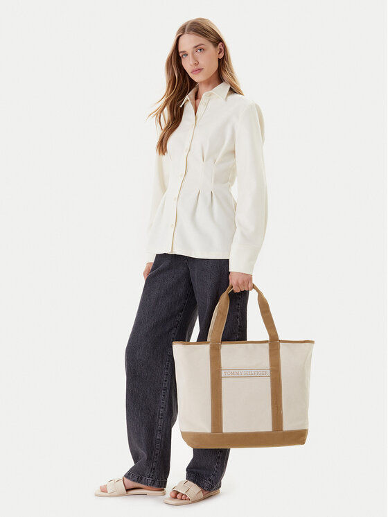 Tommy Hilfiger Tommy Hilfiger Handtasche Th Summer Canvas Tote AW0AW17421 Beige