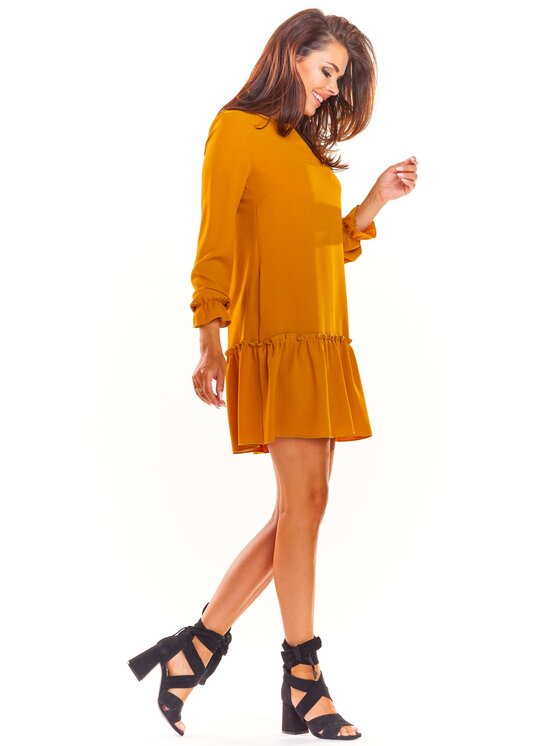 Awama Awama Sukienka codzienna A310 Brązowy Basic Fit