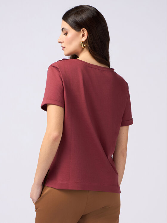 Oltre Oltre T-Shirt G326J004067N029 Bordowy Regular Fit