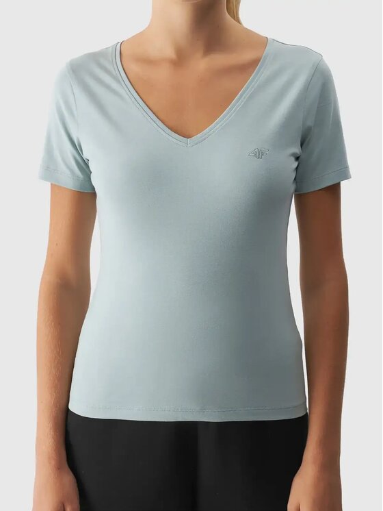 4F 4F T-Shirt 4FAW24TTSHF1649-47S Zielony Slim Fit