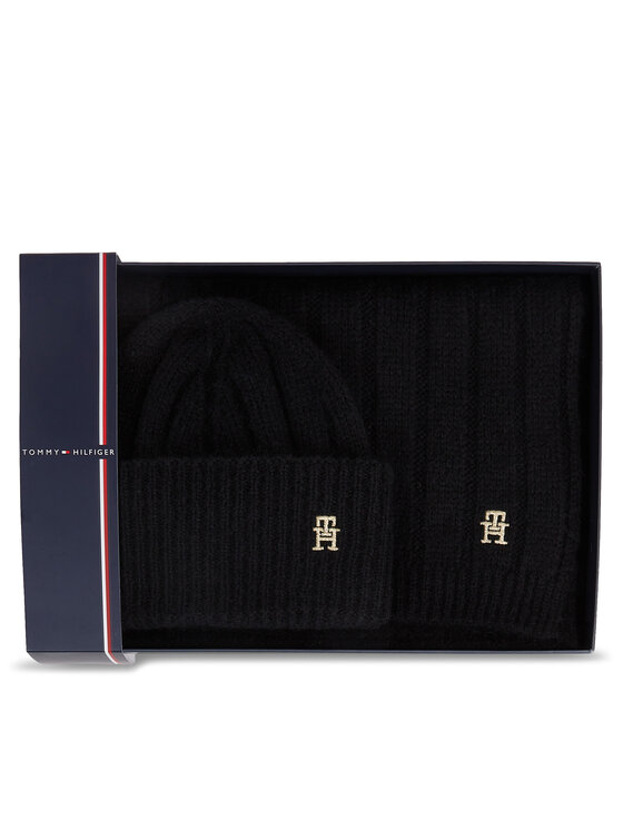 Tommy Hilfiger Tommy Hilfiger Set šal i kapa Th Timeless Beanie + Scarf AW0AW15367BDS Crna