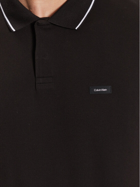 Calvin Klein Polokošile Stretch Pique Tipping K10k110596 Černá Slim Fit