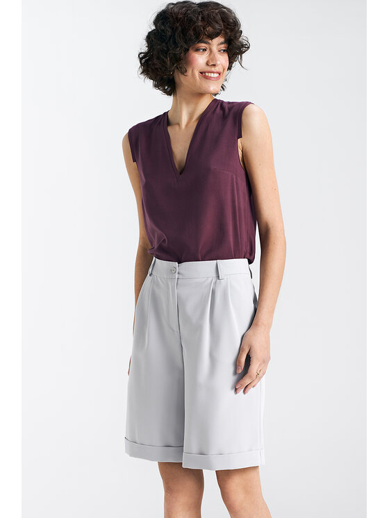 NIFE NIFE Šortky z materiálu SD88 Šedá Relaxed Fit