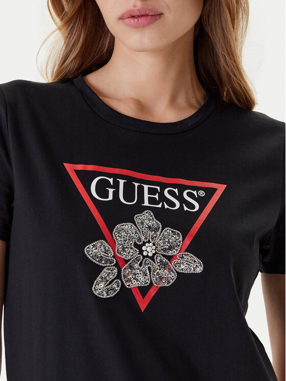 Guess Guess Marškinėliai W5YI38 I3Z14 Juoda Regular Fit