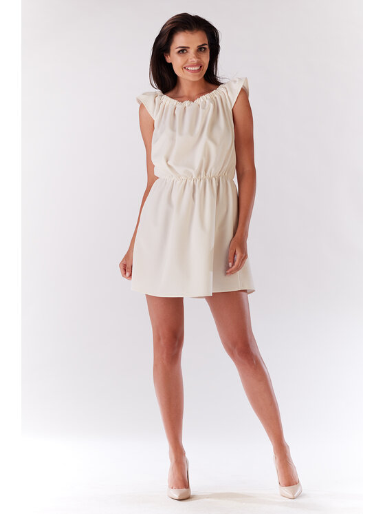 Infinite You Infinite You Sukienka letnia M136 Kremowy Basic Fit