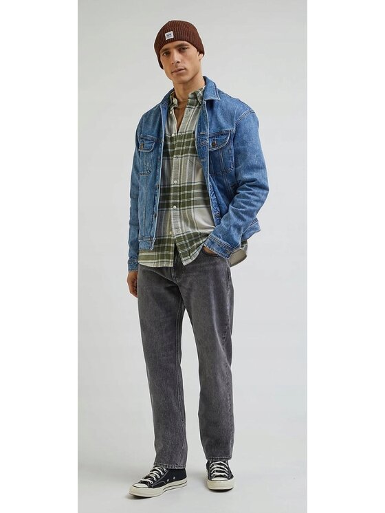 Lee Lee Koszula Riveted Shirt Zielony Relaxed Fit