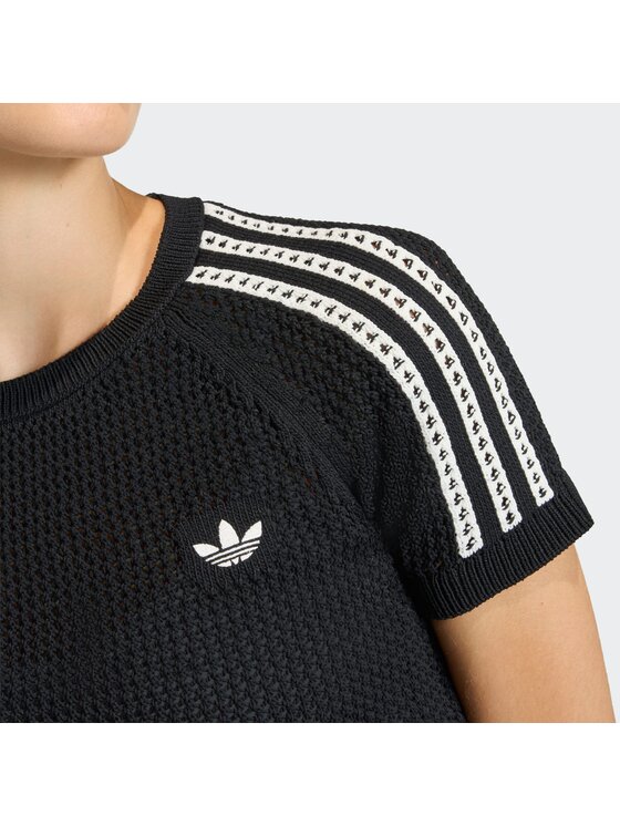 adidas adidas T-Shirt Knitted Crochet Cali KC6481 Μαύρο Slim Fit