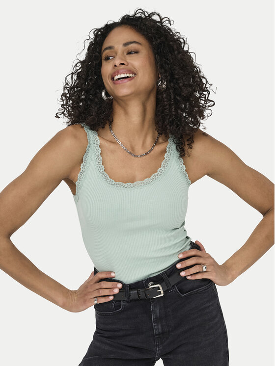 ONLY ONLY Top Sara 15345994 Zielony jasny Slim Fit