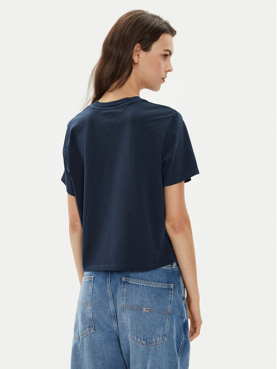 Tommy Jeans Tommy Jeans Tričko Flag DW0DW18629 Tmavomodrá Boxy Fit