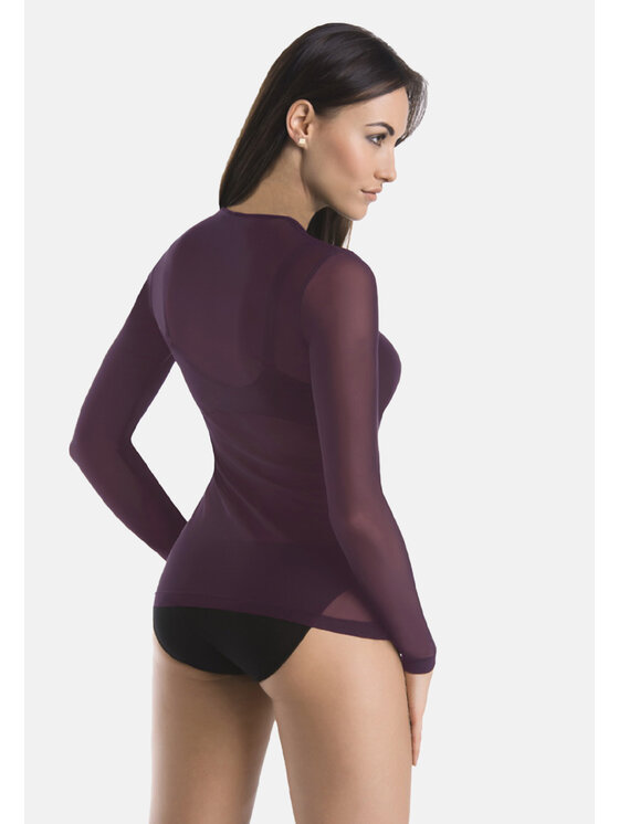Teyli Teyli Bluzka damska z siateczki Glamour Fioletowy Standard Fit