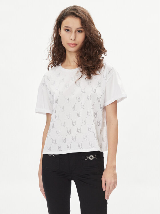 Liu Jo Liu Jo Tricou MA4326 J5904 Alb Relaxed Fit