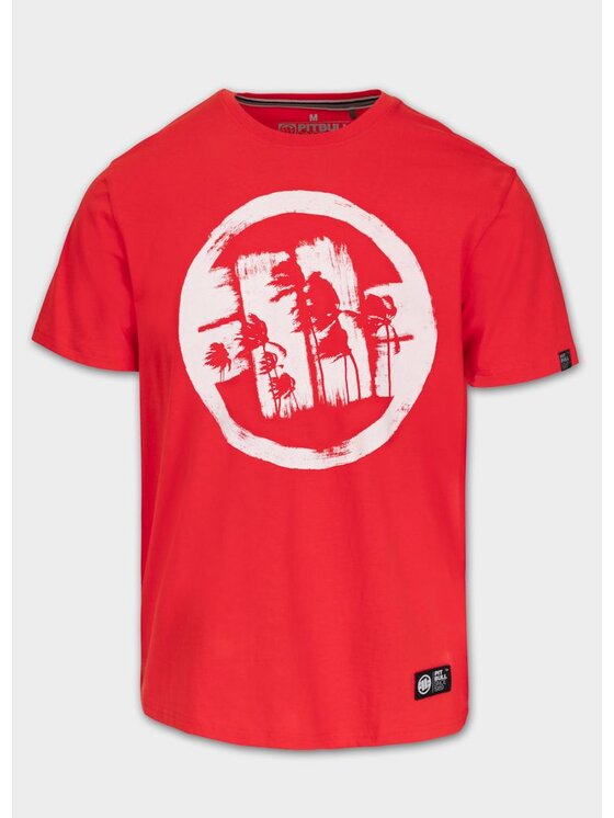PITBULL PITBULL T-Shirt LOGO PALMS Czerwony Regular Fit
