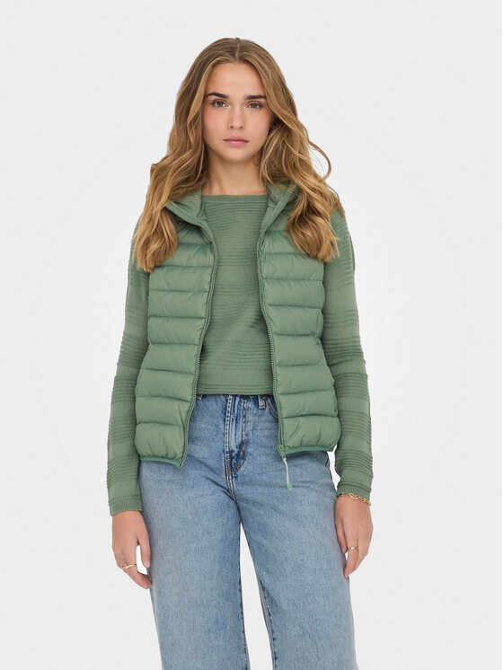 ONLY ONLY Prsluk New Tahoe Hood 15205760 Zelena Regular Fit