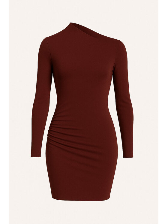 Nudyess Nudyess Sukienka dzianinowa Sharon mini Bordowy Fitted Fit