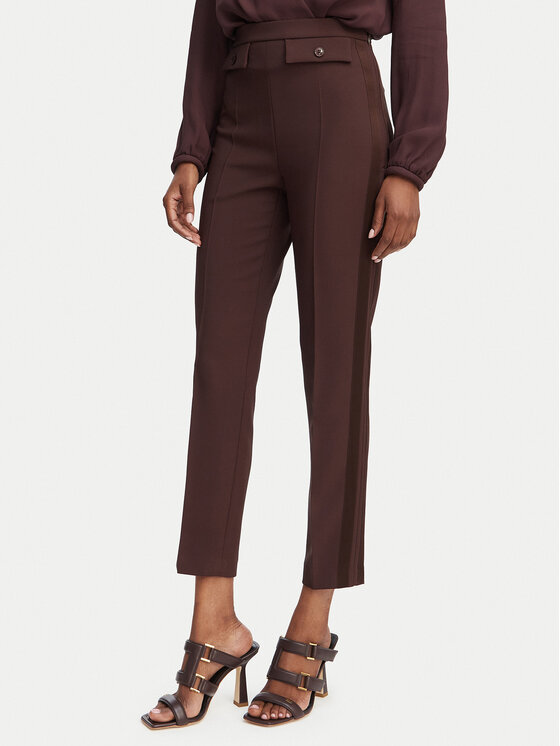Elisabetta Franchi Pantaloni din material PA-185-62E2-V270 Maro închis Slim Fit