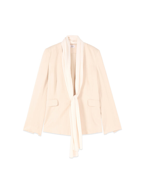 Oltre Oltre Marynarka Q013R004636N002 Kremowy Regular Fit