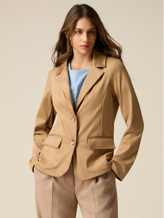 Oltre Oltre Giacca in similpelle R302R002451N002 Beige Slim Fit