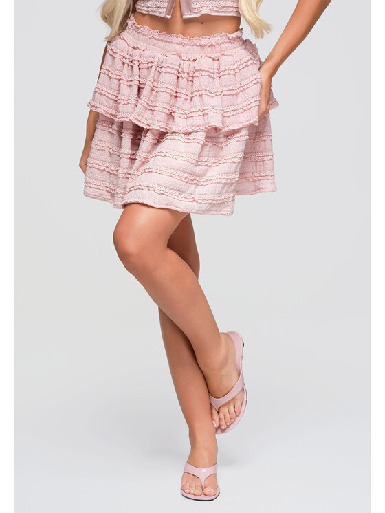 Ombre Ombre Spódnica mini OW-GL-E0014 Różowy Slim Fit