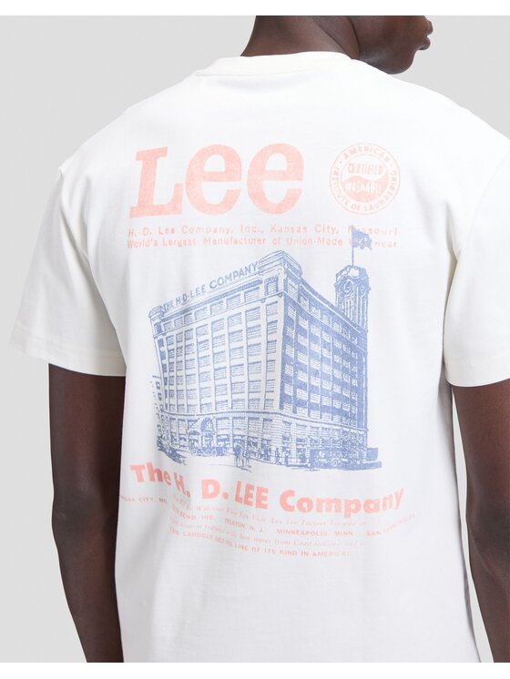 Lee Lee T-Shirt WORKWEAR BUILDING TEE Biały Relaxed Fit
