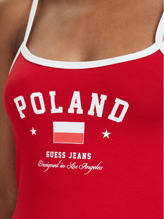 Guess Jeans Guess Jeans Top W6YP20 K4202 Punane Slim Fit