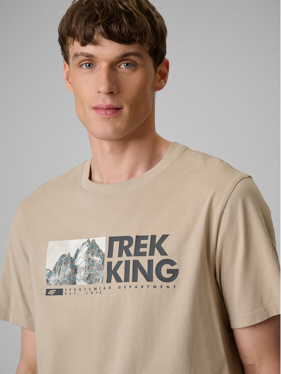 4F 4F T-Shirt TREKKING Beżowy Regular Fit