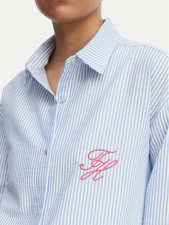 Tommy Hilfiger Tommy Hilfiger Риза Seersucker UW0UW06474 Син Regular Fit