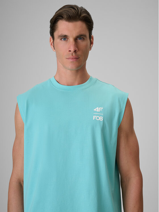 4F 4F Tank top FOB SUMMER Turkusowy Loose Fit