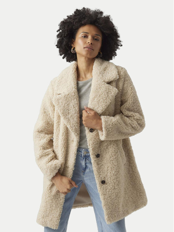 Vero Moda Zimný kabát Kylie Teddy 10289938 Béžová Loose Fit