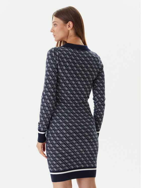Guess Guess Trikotāžas kleita W5BK25 Z3JD2 Tumši zils Slim Fit