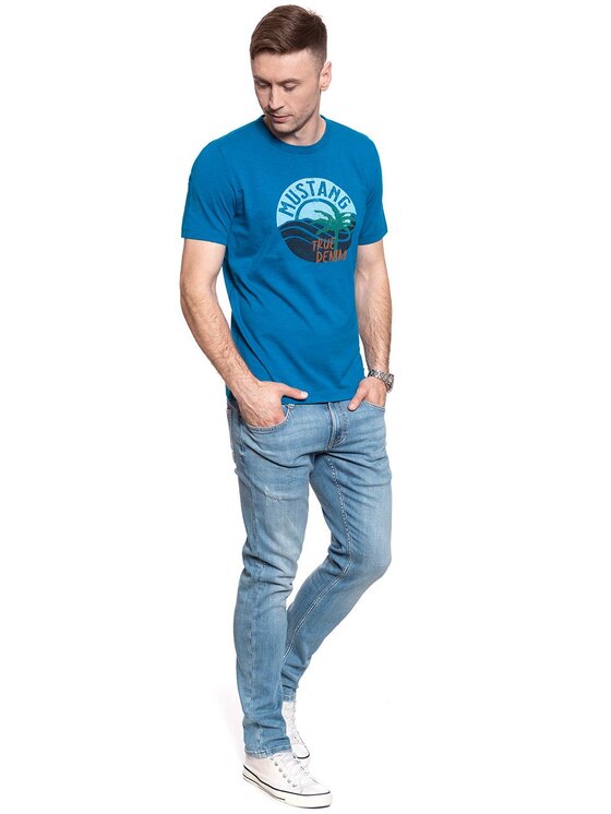 Mustang Mustang T-shirt ALEX C PRINT Blu Regular Fit