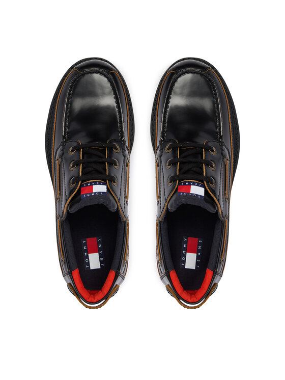 Tommy Jeans Tommy Jeans Pusbačiai Archive '01 Boat Shoe Lthr EM0EM01705 Juoda