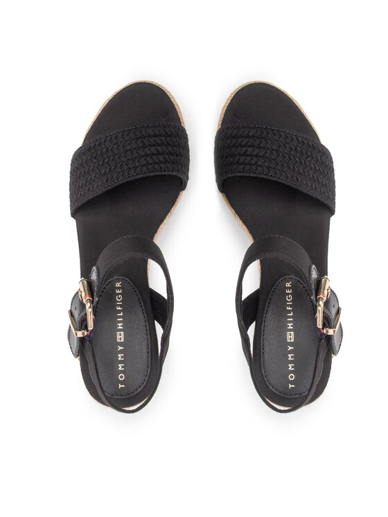 Tommy Hilfiger Tommy Hilfiger Espadrilles Th Textured Low Wedge Sandal FW0FW06555 Melns