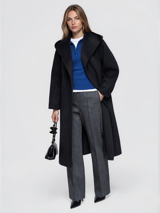 Ombre Ombre Płaszcz przejściowy OW-CT-E0036 Czarny Regular Fit