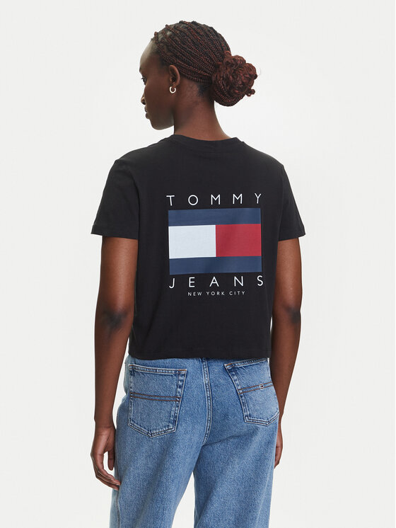 Tommy Jeans Tommy Jeans Tričko Flag DW0DW21423 Čierna Regular Fit