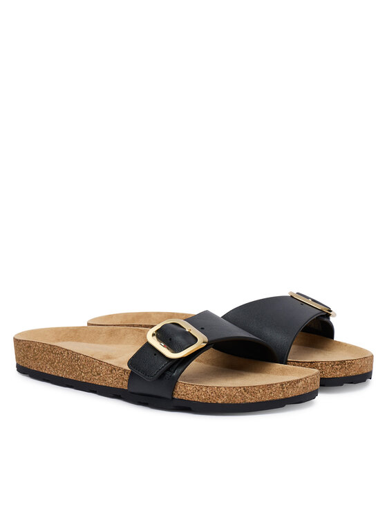 Tommy Hilfiger Tommy Hilfiger Klapki Cork Footbed Slip-On Sandals FW0FW09344 Czarny