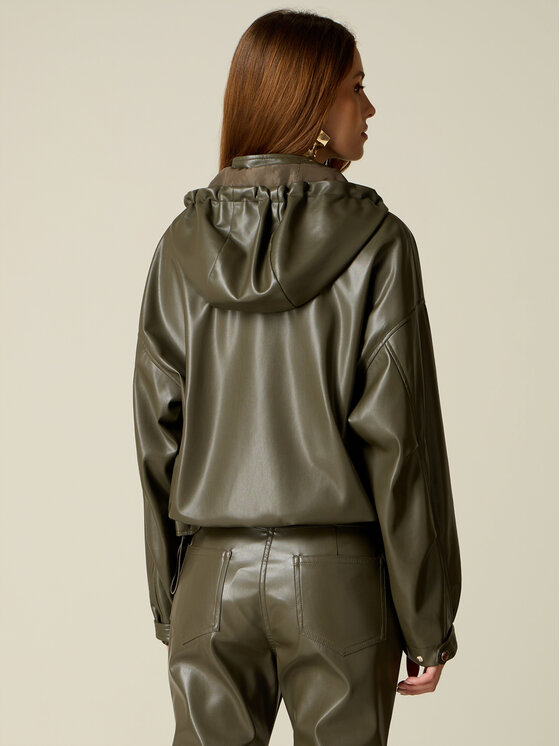 Oltre Oltre Kurtka z imitacji skóry R305J000336N035 Zielony Over Fit