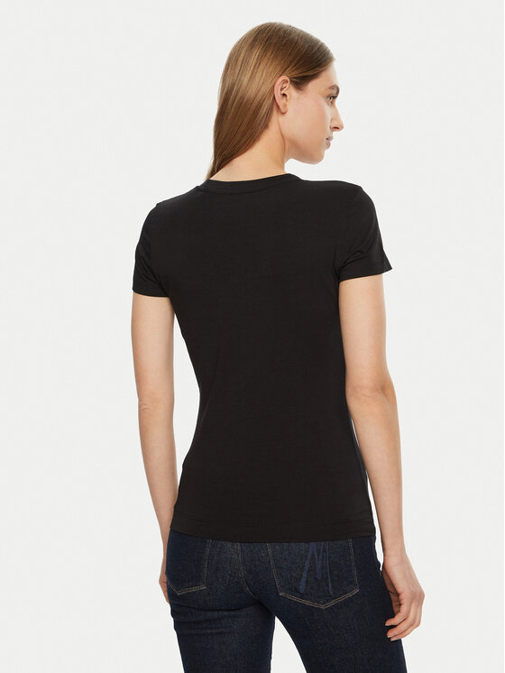 Guess Guess Marškinėliai SS CN SHINY TRIANGLE Juoda Shirt Fit