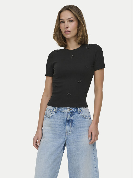 ONLY Tricou Femke 15369336 Negru Slim Fit