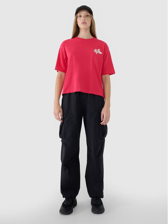 4F 4F T-Shirt 4FWSS25TTSHF1996-54S Różowy Oversize