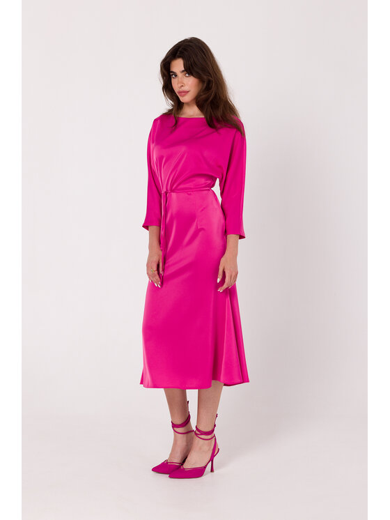 Makover Makover Sukienka codzienna K177 Różowy Modern Fit