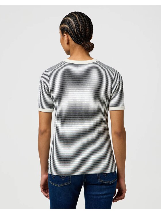 Wrangler Wrangler T-Shirt FEMME KNIT HENLEY Granatowy Slim Fit