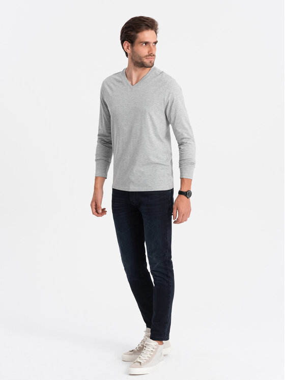 Ombre Ombre Longsleeve OM-LSBL-0108 Szary Fitting Fit