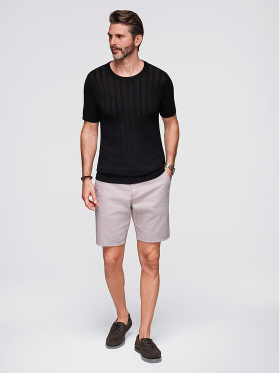 Ombre Ombre T-Shirt OM-TSCT-0251 Czarny Regular Fit